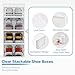 Seseno 12 Pack Shoe Organizer Storage Bins Clear Plastic Stackable Shoe Boxes for Closet, Space Saving Foldable Shoe Storage Case, Sneaker Storage Shoe Box Container