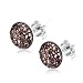 Produktbild 925 Sterling Silber Ohrstecker Runde Druzy Ohrringe mit Brillant Stein für Damen Herren 4 Farboptionen 8,0mm (Champagner)