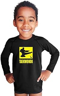 Camisa Praia Piscina Proteção UV50+ Masc Run Kids Taekwondo - Preta - 2 anos