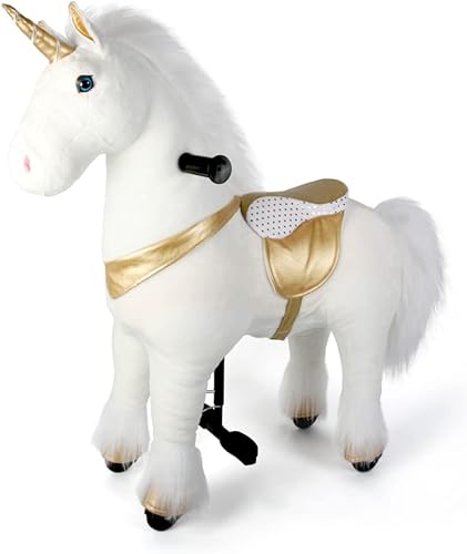 Caballo de juguete, caballo de equitación, sin batería, sin electricidad, poni mecánico marrón, caballo de paseo real para niños de 4 a 12 años o