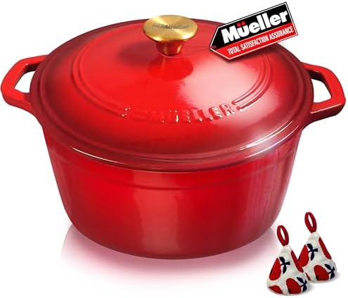 Mueller Enamelled Cast Iron Dutch Oven, 6 qt, Heavy Duty Casserol...