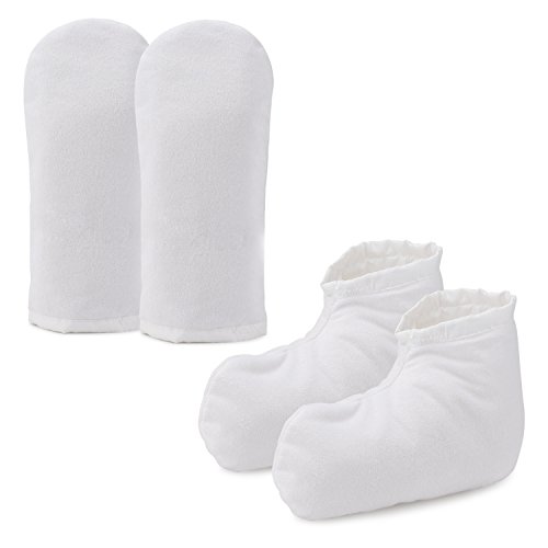 Paraffin Wax Gloves, Segbeauty Longer Sleeve Wax Bath Mitts and Booties Reusable Paraffin Wax Mitts for Hand & Feet, Terry Cloth Insulated Mittens for Heat Therapy Spa Treatment, Parafin Wax Machine
