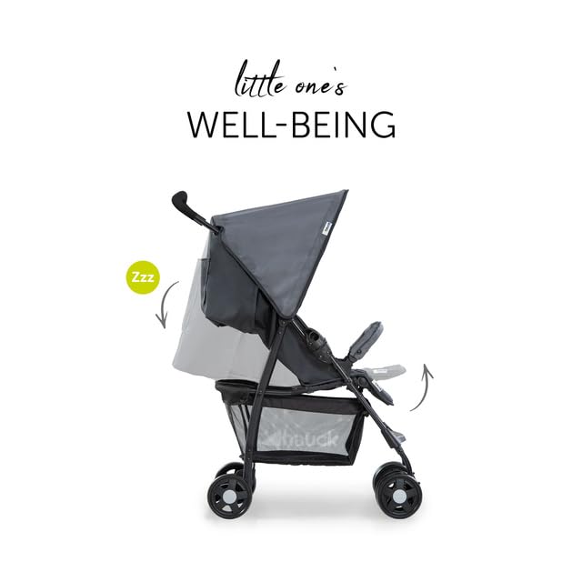 Image of Hauck Sport Baby Stroller - Lightweight Foldable Pushchair with Reclining Seat & Adjustable Footrest, Swivel & Lockable Front Wheels, 5-Point Harness, XL Storage Basket, Suitable from Birth to 3 Years (Up to 15 kg), Charcoal /Stone