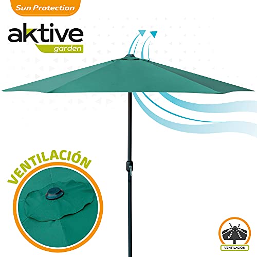 Aktive Grande Ombrellone Da Giardino, Ombrellone Esagonale, Ombrellone Da Balcone, Ø 300 Cm, Verde, Palo In Alluminio, Ø 48 Mm, Con Manovella, Tetto Di Ventilazione, Giardino - 3