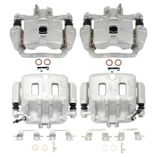 Image of TRQ Front and Rear Brake Caliper Set Zinc Coated Brackets Compatible with 1998-2002 Subaru Forester 1999-2001 Impreza