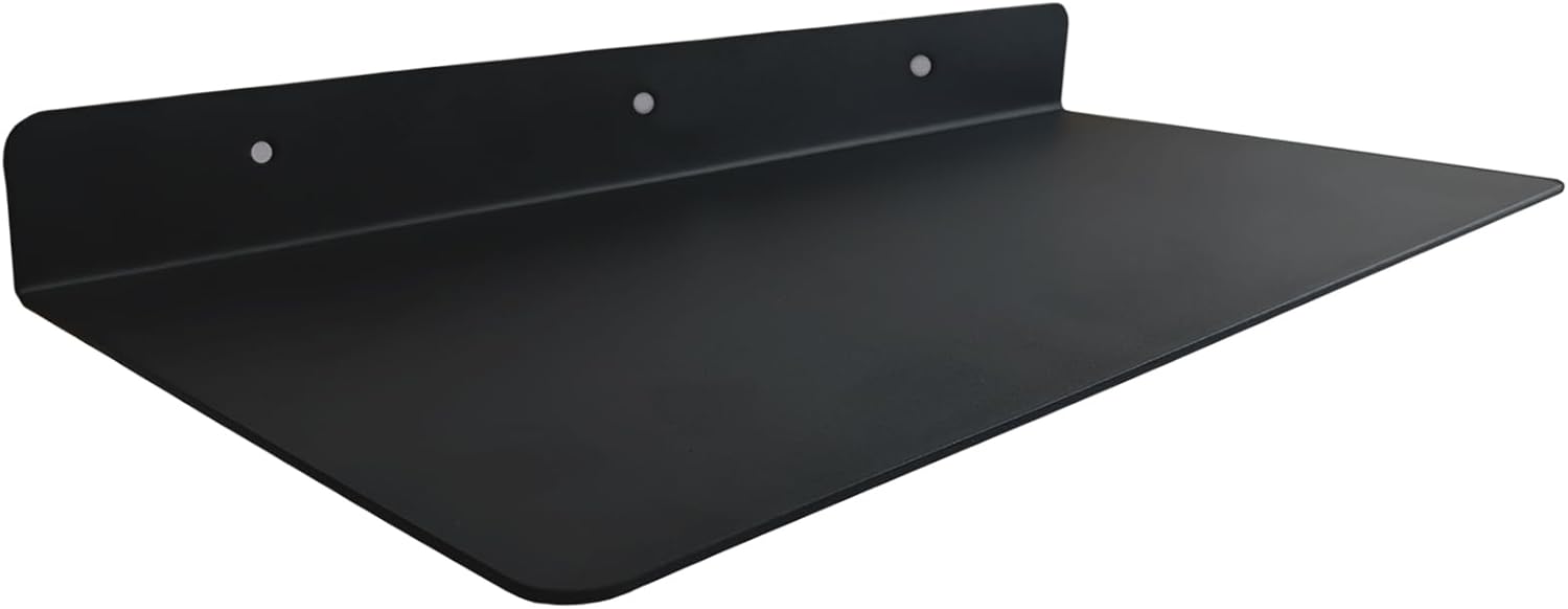 Linear Floating Shelf Wall Mounted Metal Shelves Heavy Duty Industrial Modern Steel Black Linear Metal Wall Shelf Modern Farmhouse Living Room Metal Wall Decor (7-inch X 15-inch)