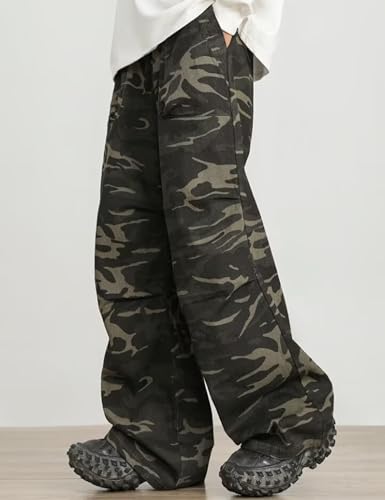 Y2k Camo Pants for Men Baggy Jeans Aesthetic Sweatpants Camouflage Pants Wide Leg Streetwear Pants3