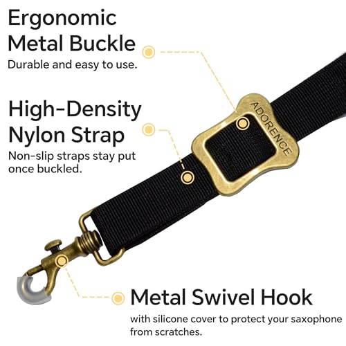 adorence saxophone neck strap metal swivel snap neck pad adjustable - alto amp tenor saxophone strap - h11
