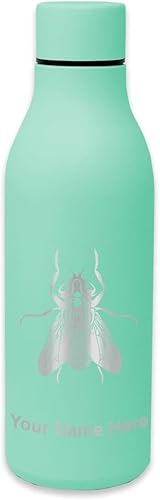LaserGram Double Wall Stainless Steel Water Bottle, Housefly, Personalized Engraving Included (Teal)