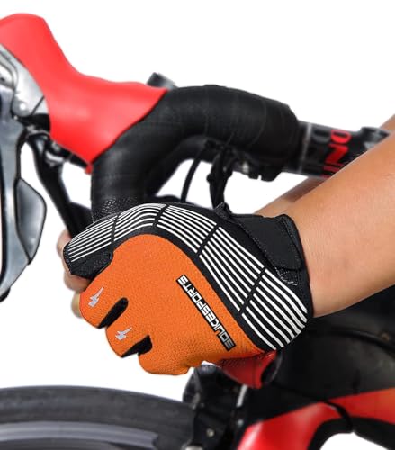 Souke Sports Luvas de ciclismo acolchoadas de meio dedo, absorventes de choque, antiderrapantes, res