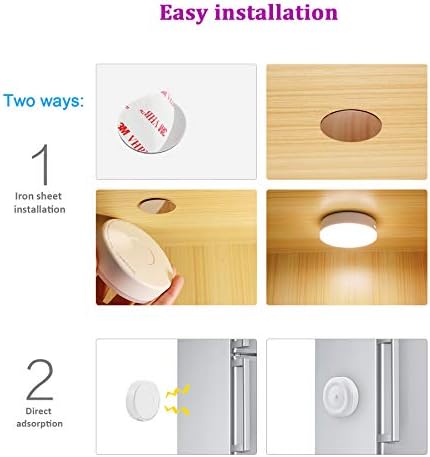 Rechargeable Motion Sensor Light 1000mAH LED Puck Lights, Stick Anywhere Light, Cordless Closet Light, Automatic Under Cabinet Lighting for Counter,Pantry,Wardrobe,Hallway,Stairs,Warm White 3 Pack