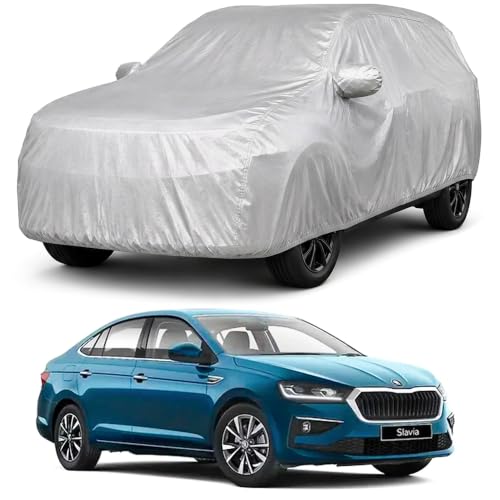 Image of Autofact Car Body Cover Compatible with Slavia | Custom Fit Car Cover | 100% Water-Resistant| Triple-Stitched Lightweight Fabric | Dustproof | Indoor & Outdoor Use | Elastic Bottom