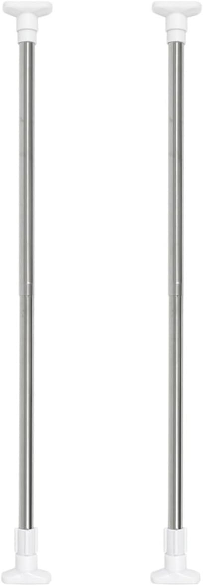 2pcs Telescopic Stainless Steel Closet Rod Adjustable Clothes Drying Pole Easy to Install Extendable Wardrobe Rod for Clothes Drying and Door Curtain