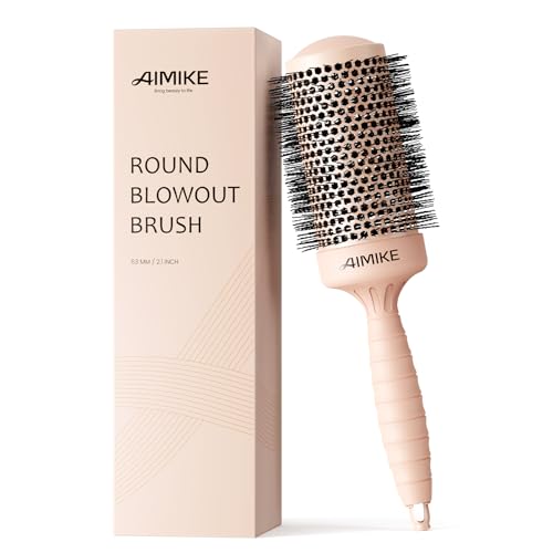 AIMIKE Brosse à cheveux ronde Nano Ion Thermique Ceramic Tech, grande brosse ronde pour brushing et coiffage, volume et brillance maximum, baril 5,3 cm,...