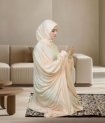 Image of Mehar Namazi Muslim Prayer Dress for Women |Modest Islamic Namaz Dress with Hijab | Soft Strechable Fabric Zunaira Farasha Namaz Outfit