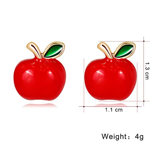 Kokoma Small Apple Stud Earrings Cute Fruit Red Enamel Statement Earring Studs Posts Fashion Jewelry Gifts For Women Girls Christmas Eve Xmas thumb #2