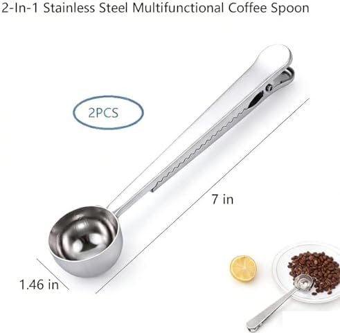 EKIND 2 in 1 Stainless Steel Coffee Scoop Clip Multifunction Tea Powder Measuring Spoon Bag Sealing Clip Kitchen Tool (2pcs,Silver) image 5
