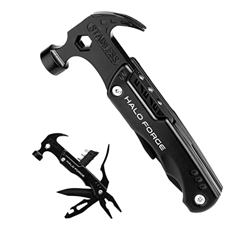 Halo Forge Camping Hammer Multitool: 14 In 1 Stainless Steel Survival Gear Multi Function Tools Pocket Knife, Multi-Pliers, Bottle Opener, Screwdrivers For Outdoor, Home, Gadgets Gifts For Men #TOP5