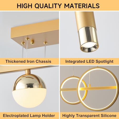 ORANOOR LED Gold Chandelier for Dining Room 39in Dimmable Modern Chandelier by ORANOOR - Used condition - Image 3