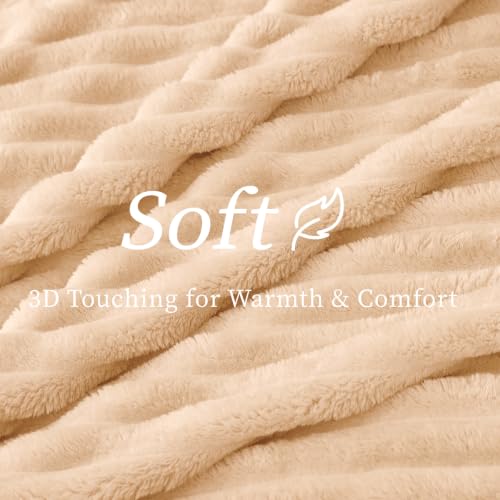 Image of BEDELITE Ribbed Twin Blanket for Couch & Bed, Blush Sand, 60 inchx80 inch | Ultra-Soft Plush Fleece, Cozy, Warm Yet Lightweight, Ribbed Texture, Home Decor, Machine Washable, Giftable, All-Season Use