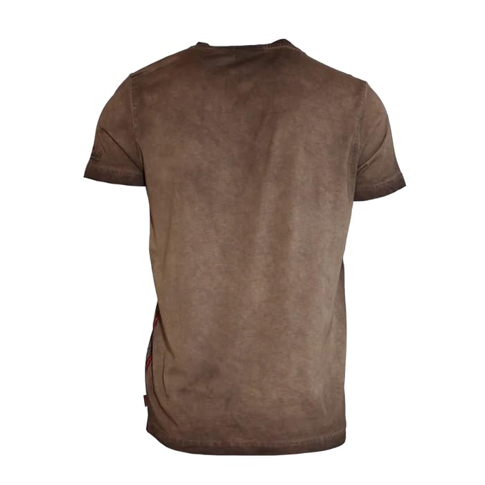 Hoamatkult T-Shirt Österreich Adler Trachten – Vintage Look, 100% Baumwolle, Henley-Knopfleiste, kultiges Adlermotiv & perfekte Passform zur Lederhose oder Jeans