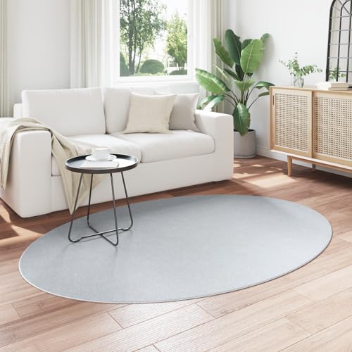 Tapis moderne en polyester gris Huarte tapis ovale de chambre 140x200 cm