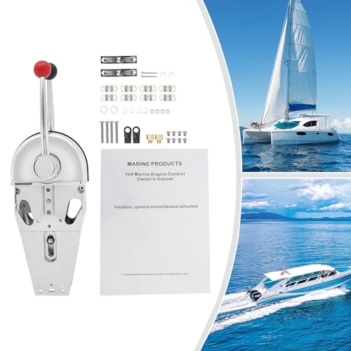 Universal Boat Dual Lever Throttle Control Marine Top Mount Twin Lever Engine Control Zinc Alloy Dual Handle Shift Double Lever Control for Any Type of Boat with Outboard Inboard