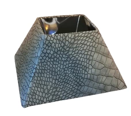 Designer-Lampenschirm- Kaiman-Optik-Kunstleder rechteckig konische Form Grau Cover