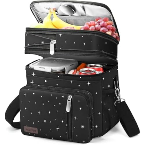 MIYCOO Lunch Bag for Women & Men, Expandable Double Deck Lunch Box, 15L