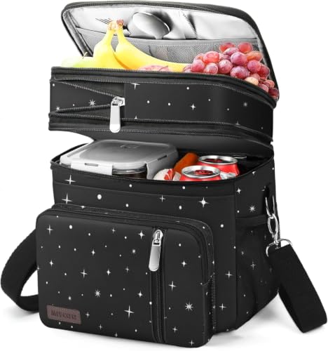 MIYCOO Lunch Bag for Women & Men, Expandable Double Deck Lunch Box, 15L