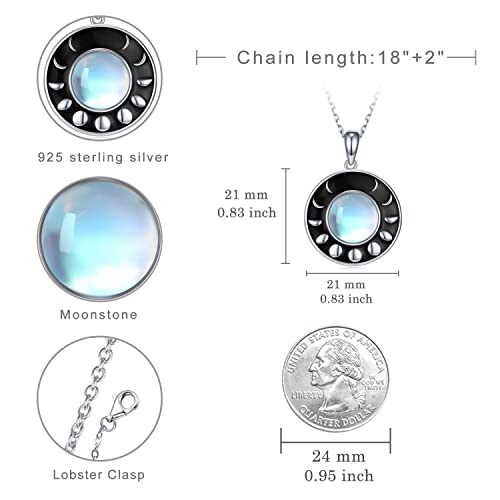 Sczklaq Moon Phase Necklace For Women 925 Sterling Silver Moonstone Moon Phase Pendant Necklaces Moon Phase Jewelry Gifts For Women #TOP5