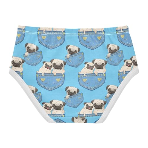 Joisal Cute Cartoon Pugs Blue Girls Underwear Toddler 2t Cotton Panties for Girl Print Briefs Undies Kids2
