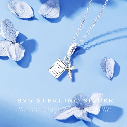 925 Sterling Silver Beads for Bracelets & Necklaces, Bible Cross Book Charms, Birthday Graduation Jewelry Gifts for Women Men Lover3