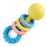 Hape Rattling Rings Teether | Movable Teething & Rattle Shake Toy for Babies, Soft Colors, L: 5.5, W: 1.8, H: 2.1 inch