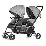 Geschwisterwagen - Besrey Leichtgewichtiger Zwillingswagen Doppel Kinderwagen mit verstellbaren Sitzen, Stoßdämpferrädern und Regenschutz