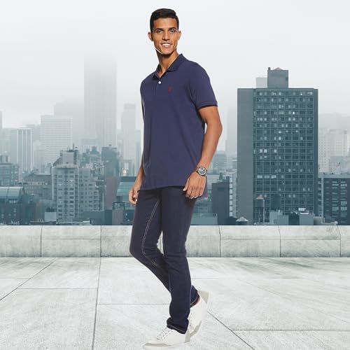 U.S. Polo Assn. Men's Solid Interlock Polo, Classic Navy, XX-Large