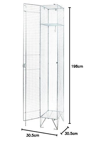 Seco 1 Door Wire Mesh Locker with 2 Compartments - Zinc Plate Finish, Grey, 1 Door, 2 Compartments - Image 2
