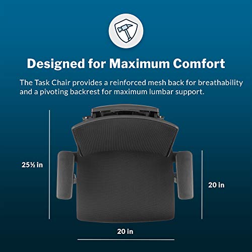 Image of Vari Task Chair- Varidesk Comfortable Ergonomic Office Chair with Mesh, Armrests and Rolling Casters - Easy Assembly, 300lb Capacity - Lumbar and Back Support - Home Office Chair- Black