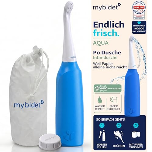 MyBidet Po Dusche Intimdusche spart 4000 Feuchttücher | 0% Chemie 100% Wasser Für zu Hause & mobiles bidet und reise bidet für unterwegs mobile Dusche