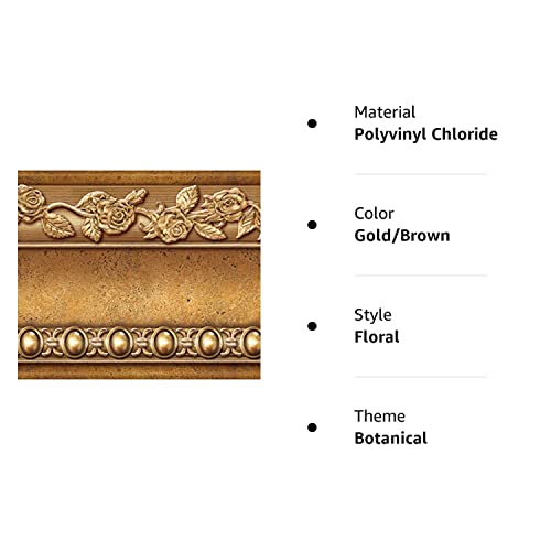 Flower Molding Peel and Stick Wall Border Easy to Apply (Gold Brown) - Thumbnail 3