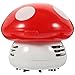 Sewroro Desktop Vacuum Cleaner Mini Mushroom Shaped Table Dust Vacuum Cleaner Portable Corner Vacuum Cleaner Tiny Cute Dust Sweeper Battery Operated Red