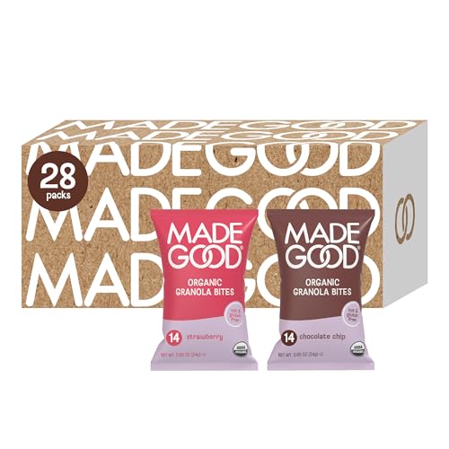 Image of MadeGood Granola Bites Chocolate Chip & Strawberry Variety Pack (28 Count) Gluten Free and Organic Snacks