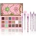 UCANBE Magic Spell Eyeshadow Palette With Soft Nylon Hair Quicksand Brushes Makeup Set Pigmented Shimmer Matte Pressed Metallic Glitter Pink Green Nude Blendable Eye Shadow Brush Bundle Kit