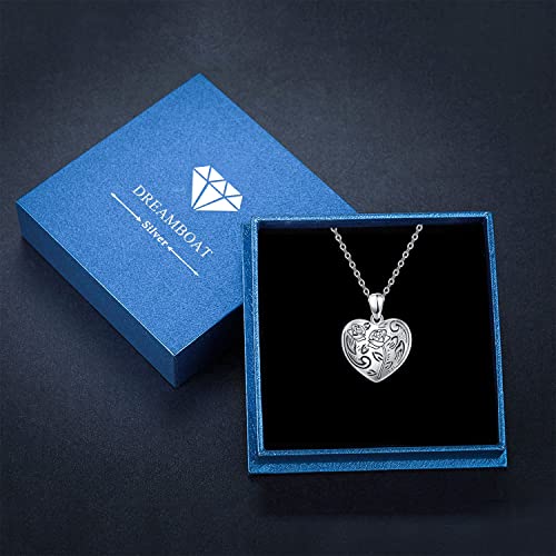 Dreamboat Rose Flower Locket Necklace For Women Sterling Silver Heart Locket That Holds Pictures Photo Keepsake Pendant Necklace Rose Flower Locket Jewelry Gifts #TOP6