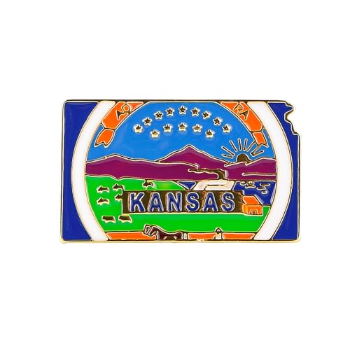 Image of State Shaped Map Lapel Metal Pin Enamel Brooch Keepsake Beautifully Designed for Backpack Hat