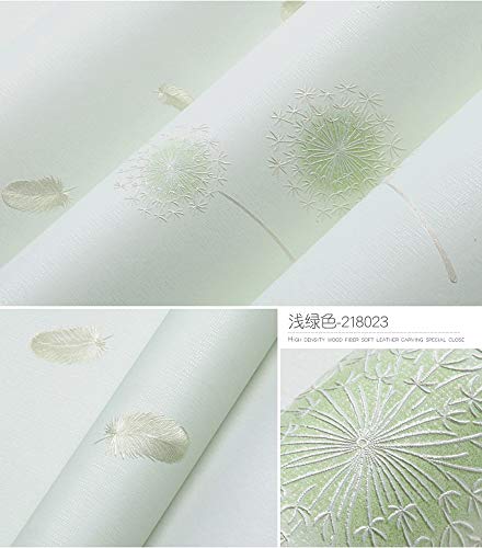 MEAIHOME Modern Minimalist Non-Woven Wallpaper Fresh Pastoral 3D Dandelion Flowers Bedroom Living Room Children's Room Decoration 1.73'W x 32.8'L Non-Pasted (Light Green) - Image 4