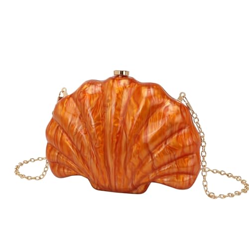 Bolso Nacar Bolso de mano con forma concha for mujer, ideal for bodas, fiestas noche, color marfil y perla, for verano(Color 4)