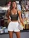 CINGUE Crop Tops for Women Workout Cropped Tank Top Seamless Ribbed Square Neck Crop Top Yoga Exercise Shirts 3 Pack Black White Gray L