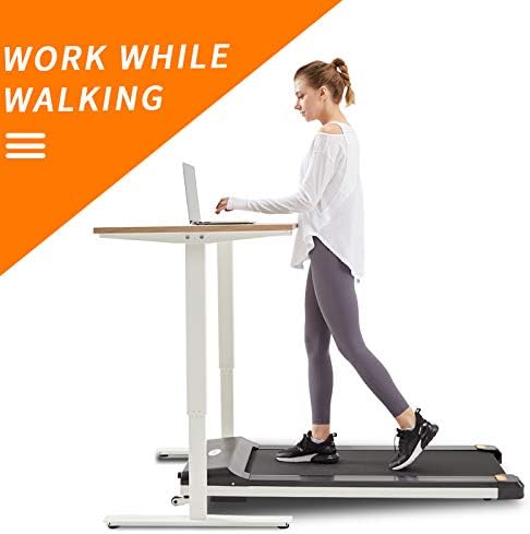 UMAY Under Desk Treadmill for Home & Office with Foldable Frames, Walking Jogging Machine Small Flat Treadmill Machine with Low Noise & Sports App for Small Spaces
