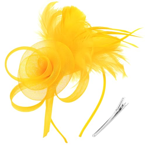 Image of DRESHOW Fascinators Hats for Women Tea Party Fascinator Hats Vintage 50s Headwear Cocktail Wedding Church Derby Hat